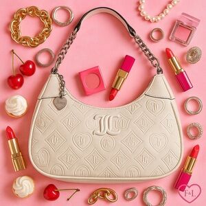 Juicy Couture “Good Times” Shoulder Bag Juicy Crystal Embossed Hearts NWT